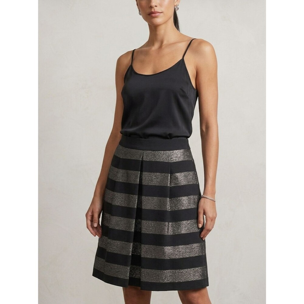 CORY Justina Box Pleat Skirt Size 8 Metallic Rainbow Sparkle Party Cocktail Glam
